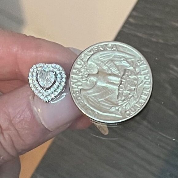 The Double Heart Earrings in 925 silver and brilliant diamonds - Picture 8 of 8